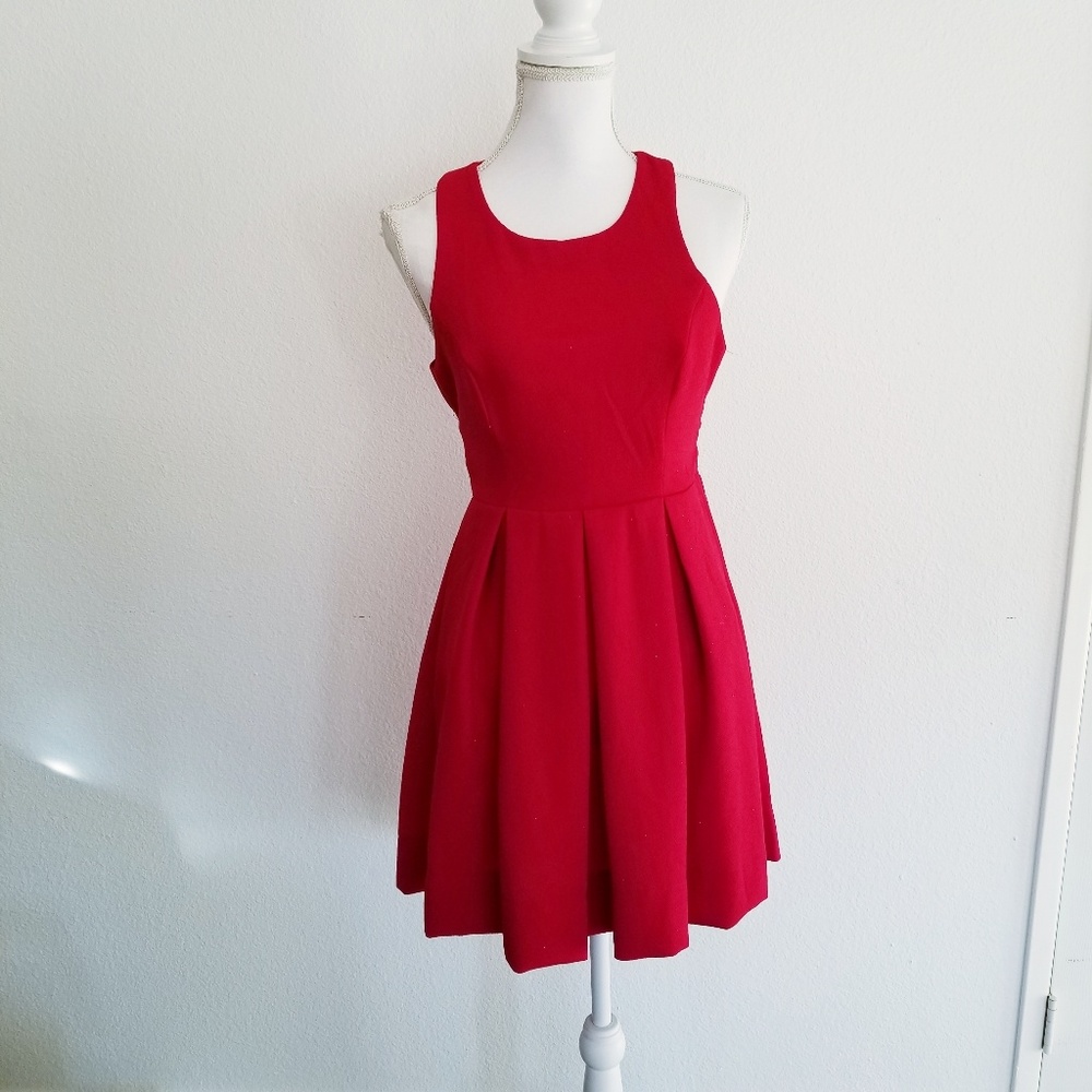 Lulus red fit & flare glitter tank dress
